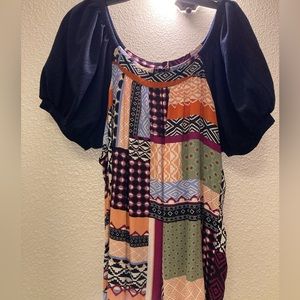 Anthropologie Maeve Catania Patchwork Puff Sleeve Top XL